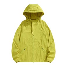 夏季新款情侶超薄防曬衣 運動休閒皮膚衣 連帽開衫外套, 無規格, 芥末黃