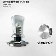 BEARR 깊이 조절 가능한 에스프레소 커피 탬퍼 투명 사이버 펑크 압력 54MMPowder 망치 분배기 바리스타 도, 05 58MM FALT