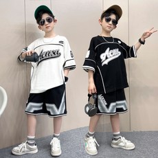 兔巴叮童裝男童夏裝套裝2025新款兒童帥氣夏季短袖短褲中大童寬鬆運動兩件套潮酷學生洋裝兩件套兒童套裝男童套裝休閒舒適