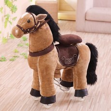 흔들 목마 의자 성인탑승 말타기 흔들말 장난감 카우보이 사이클, 작은 연갈색 Zhuge 말(방석) 10kg