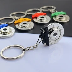 빈티지 & 만화 자동차 모드 열쇠 고리 독특한 브레이크 시스템 금속 키 체인 디스크 캘리퍼스 합금 장식 액, 04 Black, 01 40mm