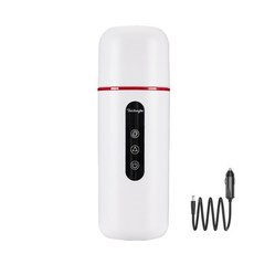 휴대용 차량용 커피포트 12V 24V 겸용 전차종 자동차 전기포트 자동 믹싱 보온 텀블러, 화이트/레드