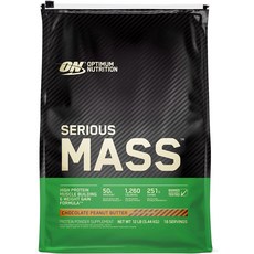 Optimum Nutrition Serious Mass 옵티멈 시리어스 매스 대용량 캐나다 정품 게이너 단백질 헬스 보충제 쉐이크 프로틴 파우더 초콜릿 피넛 버터, 5.44kg, 1개