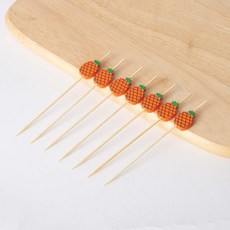 주황파인 픽 대나무 꼬지 파티 장식 꼬치 과일 생일 파티 디저트, 100개, 1개