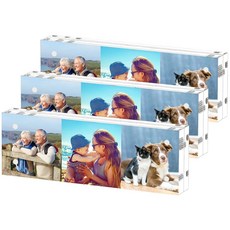 HELPLEX 5x11 아크릴 액자 24mm 두꺼운 프레임 없는 투명 양면 마그네틱 스탠드 데스크톱 디스플레이, 2x6(3 PACK)