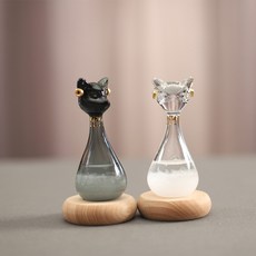 스톰글라스 워터큐브 날씨예보 기후예측 기압계 인테리어 장식품 1개, 블랙