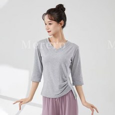 Merero 여성 7부소매 요가 댄스 티셔츠