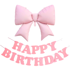 파티에진심인사람들 대형리본풍선+펠트가랜드 세트 생일파티 홈파티세트, 1개, 핑크
