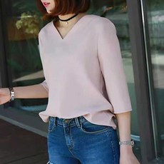 여자 데이트 모임 코디 브이넥 블라우스 쉬폰 핑크 흰색블라우스셔츠 화이트 맛집 그레이 여성