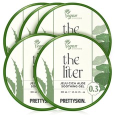 프리티스킨 더 리터 제주 시카 알로에 수딩젤 수분크림 알로에베라 300ml 5개