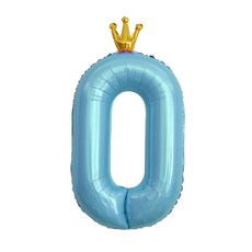 이벤트홀릭 초대형 왕관 숫자은박풍선, 블루 0