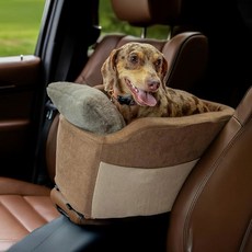 CENTER CONSOLE 강아지 카시트 최대 5KG 11파운드 목줄 안전 스트랩 편안한, Brown, Small