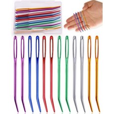 실 바늘 50개 다닝 태피스트리 굽힘 키트 코바늘 뜨개질 스티치 마커를 사용한 직조용 큰 눈 직조 24개, 12PCS