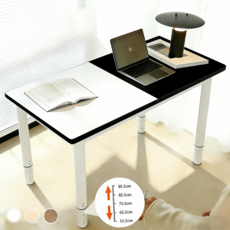 오콘토 높이조절 고급 컴퓨터 책상 인테리어 튼튼한 1인용 다용도 테이블 (E0급), 고급 블랙+화이트