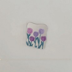 카페소품 냉장고자석 미니거울자석 대꽃 파란색 미니거울, 6X-C1 퍼플 튤립 5.5x4.5cm