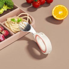 倦透 兒童彎頭叉勺 316不鏽鋼 寶寶學習餐具 輔食訓練, 1個, 單叉 316不銹鋼粉色1個, 316不鏽鋼 粉色, 單叉