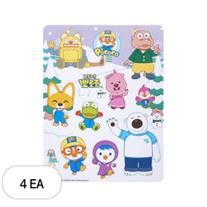 비앤씨 모여라 뽀로로 눈마을 판자석 퍼즐 세트, 4개, 12조각