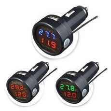 자동차용 볼트메타 12V24V 볼트게이지 USB 전압계 전압 TV 레드레드 전압+온도계, 708 블루 듀얼USB+전압+온도계