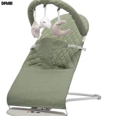 DFMEI 摺疊款嬰兒搖搖椅哄娃神器寶寶安撫躺椅搖籃牀新生兒哄睡神器母嬰, 亞麻軍綠＋玩具