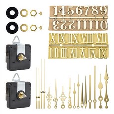 시계 메커니즘 무음 석영 운동 기계 벽 손 포인터 시계 교체 부품 교체를위한 세트, 블랙 &amp; 골드