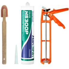 한신 다용도 무초산 실리콘 반투명+플라스틱 건+헤라, 1세트