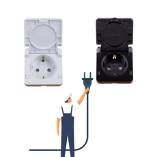 일신전기 빌트인 인테리어 매입 1구 접지 콘센트 블랙 화이트, 1개