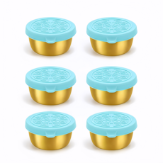 [엘리펀트] 40ml 골드 스테인리스 소스컵 실리콘 무늬뚜껑 포함 미니 양념 소스 보관용 6P세트, 민트 브리즈 (6P 단색세트), 6개