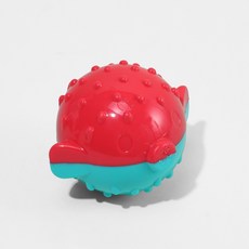 寵愛毛宅 台灣寄出 寵物玩具 TPR小刺魚狗玩具 耐咬磨牙 寵物潔齒 發聲互動狗狗玩具, 紅藍, 1個