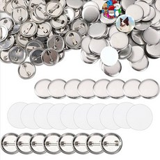 600 PCS 빈 버튼 제작 용품 25mm/1 인치 백 버튼 핀 만들기 키트 금속 배지 부품 버튼 제작 기계, 은
