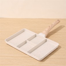 四格煎蛋鍋 麥飯石塗層多功能平底鍋, 1個, 白色