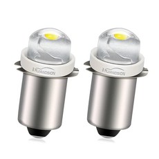 Ruiandsion 2피스 P13.5S LED 전구 3 18V COB 0.5W 3V 4.5V 6V 9V 손전등 토치 작업 조명용 업그레이드 화이트 166950