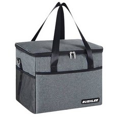 25L大容量側背保溫保冷袋，野餐露營保溫箱，保冰袋/保鮮袋，台灣出貨, 1個, 加厚鋁箔＋防潑水-灰