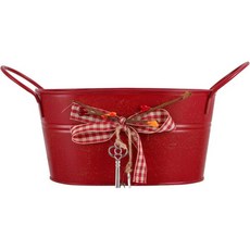 약간 타원형 아연도금 금속 음료 홀더 와인 맥주 병 쿨러 휴대용 파티 저장통 해산물 튀김 치킨용 89x6x3, 빨간 타원