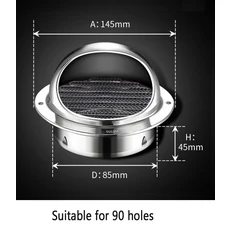스테인레스 스틸 벽 천장 에어 벤트 덕트 환기 배기 그릴 커버 배출구 난방 냉각 방수 캡, 04 304 steel 90mm
