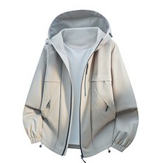 戶外防風工裝外套 秋季新款美式機能運動夾克, 4XL, 淺灰