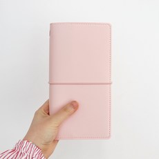 미소데이샵 트래블러스 노트 속지포함 모던 컬러 스트링 밴딩 다이어리 다꾸 빈티지 스크랩, 1개, 핑크