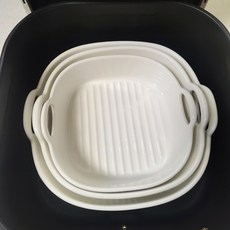 雙耳圓形方碗，適用於空氣炸鍋、烤箱和微波爐，陶瓷材質，耐高溫易清洗，焗飯碗烤盤, 1個, 方形烤碗奶白 (大/中/小)組合 3只裝