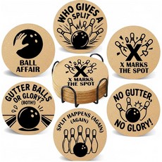 Mahjong 컵받침 칵테일 8피스 - 사각 흡수성 세라믹 컵받침 코르크 뒷면 스탠드 포함 음료 칵테일 파티 마작 파티 마작 애호가를 위한 선물 25.4 x 25.4c, 6Pcs Bowling Coasters Set