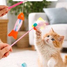 플로렌 고양이 낚시대 고양이장난감인형, 물고기