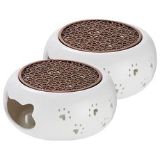 Qiaokao 고양이 티포트 워머 캔들 홀더 포함 14x10x6cm, 2개, 화이트