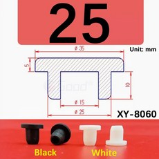 T형 삽입물 구멍이 등급 실리콘 플러그 6MM 블랭킹 엔드 수도관 고무 68 시험관, 25 25mm_02 2Pcs (White)