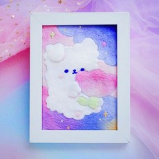 數綿羊羊毛氈手工材料包，鬱金香兔子相框畫, 鬱金香小兔 送工具送相框, 1個