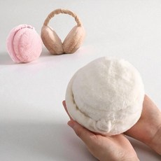 마카롱귀마개 접이식 뽀글이 마카롱 여성 학생 털 귀마개 4컬러, 베이지