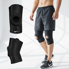 나이키 무릎보호대 탄탄한 스포츠무릎 아대 니 패드 knee 오픈 파텔라 슬리브 러닝 헬스 크로스핏, 1개, 블랙