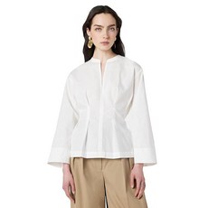 Vince 여성용 핏 밴드 칼라 블라우스 옵틱 화이트.