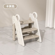 兒童踩腳凳洗手台腳蹬寶寶腳踏墊腳凳洗漱台階增高踩凳刷牙防滑梯, 1個, 【折疊款】踩腳凳-卡其色