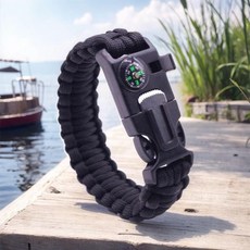 (3개세트) 등산 산악 서바이벌 나침반 팔찌 파이어 스틱 생존 용품 캠핑 등산용 호루라기 파라 코드