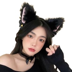 핑크바니 방울 토끼 귀 바니걸 머리띠, 블랙