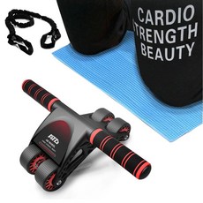 ATD 4輪AB滑梯腹肌鍛煉器材+油管帶, AB健腹輪+護膝+拉力帶