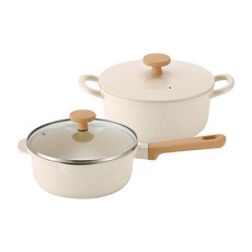 PN풍년 블리스 라레트로 마블IH 20cm편수+20cm양수 2종세트(유리/주물뚜껑 호환가능) 국산 통주물 냄비